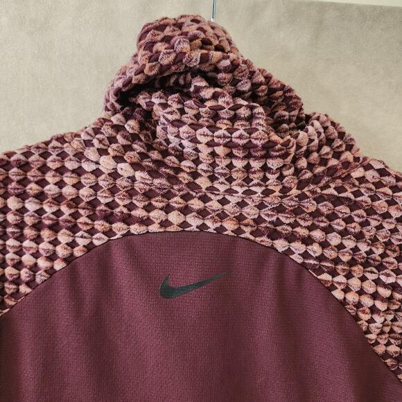 Nike Pro Top Women Large Maroon Hyperwarm Turtleneck Long Sleeve Shirt Workout - Picture 4 of 11